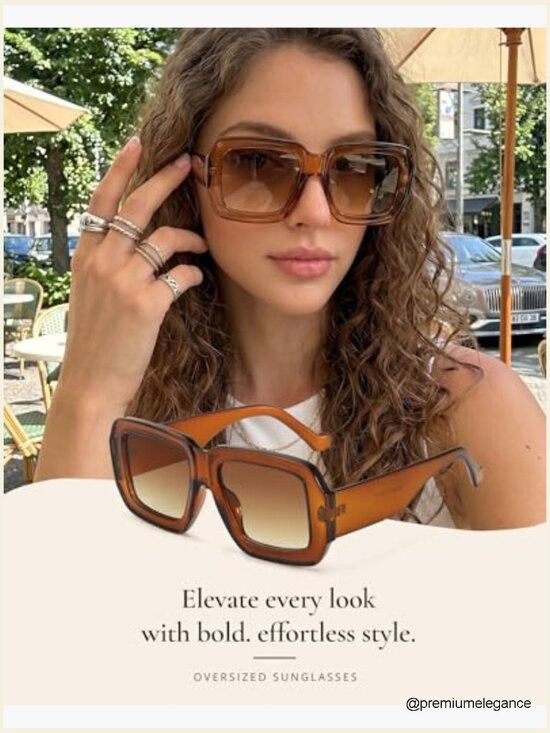Oversized Chunky Square Sunglasses UV400 Trendy Eyewear main image 4